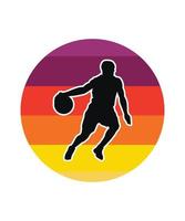 Basketball-Retro-Sonnenuntergang-Design-Vorlage vektor