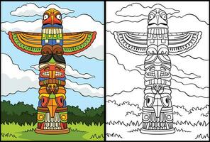 inföding amerikan indisk totem färg illustration vektor