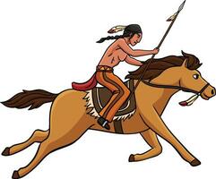 inföding amerikan indisk ridning en häst ClipArt vektor