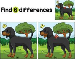 coonhound hund hitta de skillnader vektor