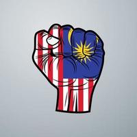 Malaysia flagga med handdesign vektor