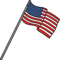 patriotisk amerikan flagga tecknad serie färgad ClipArt vektor