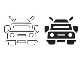 Vektor Symbol einstellen zum Autos. isoliert, einfach Logo Illustration zum das Vorderseite Sicht. Zeichen Sprache. Design von ein Automobil Logo, einschließlich ein Konzept Sport Fahrzeug Symbol Silhouette