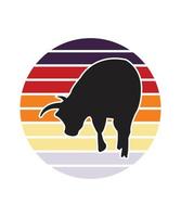 Bison Retro-Sonnenuntergang-Design-Vorlage vektor