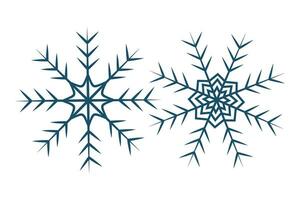 uppsättning av 2 mönstrad snöflingor i trendig blå. design element för jul eller ny år hälsningar vektor