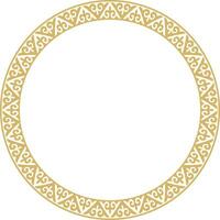 vektor guld kazakh nationell runda mönster, ram. etnisk prydnad av de nomadiserande människors av Asien, de bra stäpp, kazaker, kirghiz, kalmyks, mongoler, begravningar, turkmens