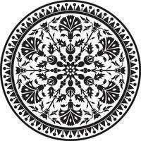 Vektor schwarz einfarbig runden Türkisch Ornament. Ottomane Kreis, Ring, Rahmen