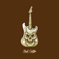 Schädel Gitarre Logo Design Illustration vektor