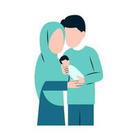 muslim föräldrar med nyfödd bebis vektor