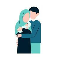 muslim föräldrar med nyfödd bebis vektor