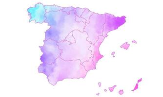 bunt Spanien Karte Aquarell Vektor Hintergrund
