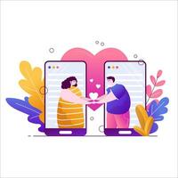 online Dating Vektor eben Illustration