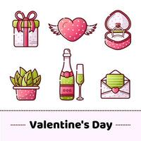 Valentinsgrüße Tag geradlinig Vektor einstellen von Symbole
