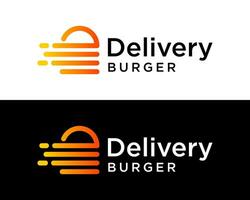 Hamburger Lieferung Restaurant Essen bestellen Logo Design. vektor