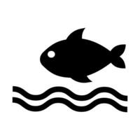 Meer und Fisch Silhouette Symbol. Vektor. vektor