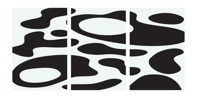 en uppsättning av tre abstrakt posters mönster. modern vägg konst med organisk oregelbunden geometrisk former. minimalistisk bild för kreativ design vektor