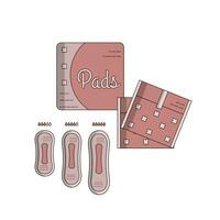 Damen Menstruation und Pads geradlinig Illustration vektor