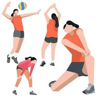 Volleyball Menschen Spieler Vektor Illustration Satz. Illustration zum Webseite, Landung Buchseite, Handy, Mobiltelefon Anwendung, Poster und Banner. modisch eben Vektor Illustration