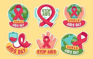 Stickersammlungen zum Welt-Aids-Tag vektor