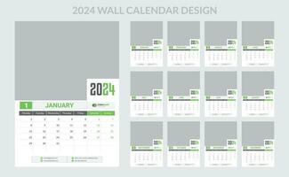 2024 företag vägg kalender mall uppsättning. 12 sida vägg kalender. vektor