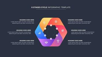 modern bearbeta cykel runda infographics design mall med 6 stadier vektor