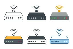 W-lan Router Symbol Sammlung mit anders Stile. Router Symbol Symbol Vektor Illustration isoliert auf Weiß Hintergrund