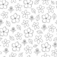 linjär årgång häftig blommig och löv sömlös mönster. linje konst botanisk blommor. blomma kraft. blommig sommar och vår trädgård. doodles. färg bok. bakgrund, omslag papper, digital papper. vektor