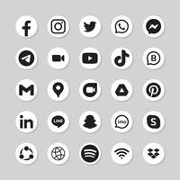 Set von Social-Media-Logos im weißen runden Hintergrund vektor