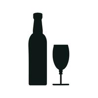 vin flaska alkohol med vin glas symbol vektor illustration.