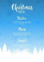 schneebedeckt Baum Landschaft Weihnachten Speisekarte Design vektor