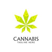 modern geometrisch Hanf Cannabis Marihuana Logo Symbol Vektor Vorlage, mit niedrig poly Stil Design