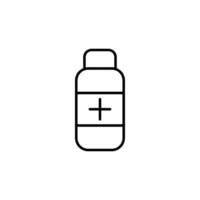 Flasche mit Tabletten minimalistisch Gliederung Vektor unterzeichnen. Vektor Illustration zum Netz Websites, Apps, Design, Banner und andere Zwecke