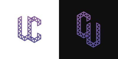 Briefe cu und cu Polygon Logo Satz, geeignet zum Geschäft verbunden zu Polygon mit cu und uc Initialen. vektor