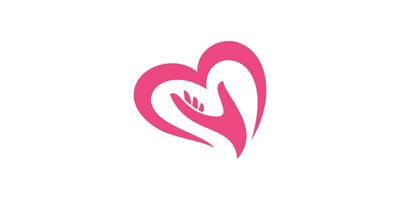 Logo Design Kombination von Liebe gestalten mit Hand. Liebe Seil Logo. vektor