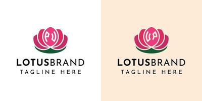 Brief pu und oben Lotus Logo Satz, geeignet zum Geschäft verbunden zu Lotus Blumen mit pu oder oben Initialen. vektor