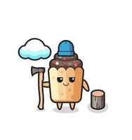 Charakter-Cartoon von Cupcake als Holzfäller vektor