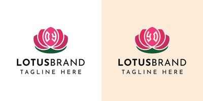 brev oy och yo lotus logotyp uppsättning, lämplig för företag relaterad till lotus blommor med oy eller yo initialer. vektor