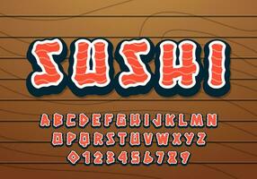 sushi modern font effekt, japansk mat font vektor