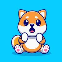 süß Shiba inu Hund überrascht Karikatur Vektor Symbol Illustration. Tier Natur Symbol Konzept isoliert Prämie Vektor. eben Karikatur Stil