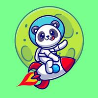 süß Panda Astronaut Reiten Rakete Karikatur Vektor Symbol Illustration. Tier Technologie Symbol Konzept isoliert Prämie Vektor. eben Karikatur Stil