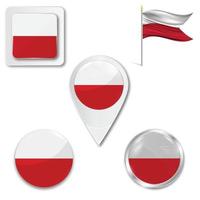 uppsättning ikoner för polens nationella flagga vektor
