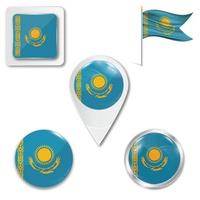 Reihe von Symbolen der Nationalflagge von Kasachstan vektor
