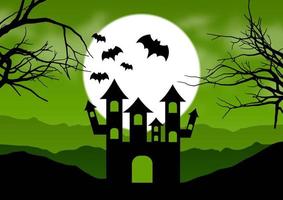 Halloween-Hintergrund mit gruseliger Hauslandschaft vektor