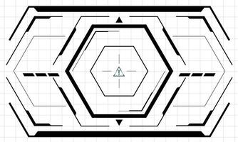 hud Sci-Fi Hexagon Schnittstelle Bildschirm Aussicht schwarz geometrisch Design virtuell Wirklichkeit futuristisch Technologie kreativ Anzeige auf Weiß Vektor