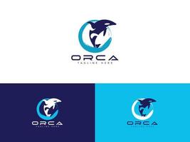 Orca-Wal-Meer-Logo-Vektor-Vorlage vektor