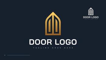 gyllene stängd dörr logotyp design. dörr egendom logotyp vektor