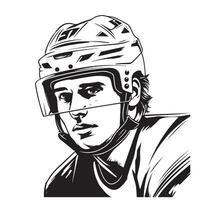 hockey spelare ansikte skiss hand dragen vektor illustration