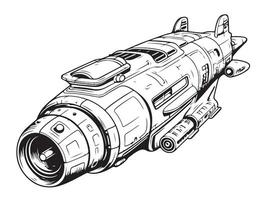 Raumschiff retro skizzieren Hand gezeichnet Vektor Illustration Wissenschaft