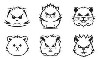 wütend Hamster einstellen Vektor Illustration isoliert auf Weiß Hintergrund. Hamster Maskottchen Karikatur Charakter