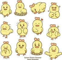 tecknad serie kyckling karaktär, vektor illustration